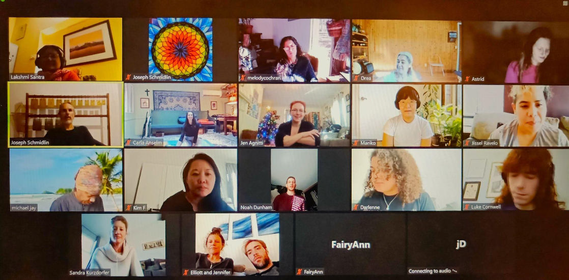 Interactive workshop session with students learning Indian classical music techniques